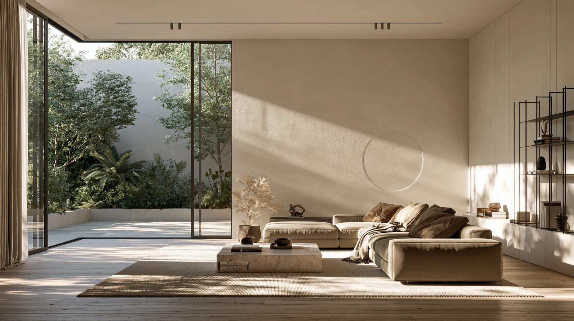 Aurora — living space at golden hour