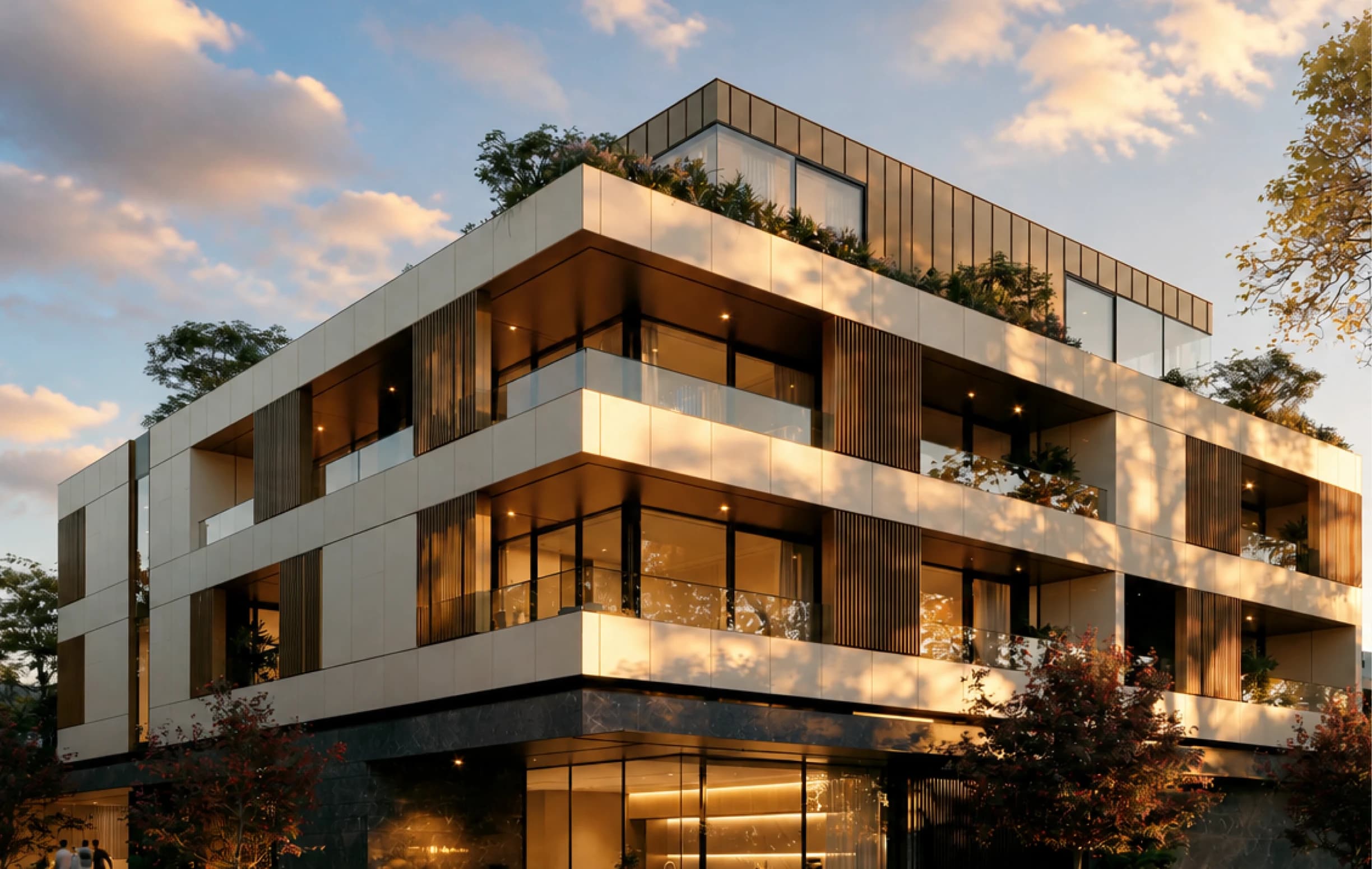 Street elevation at dusk