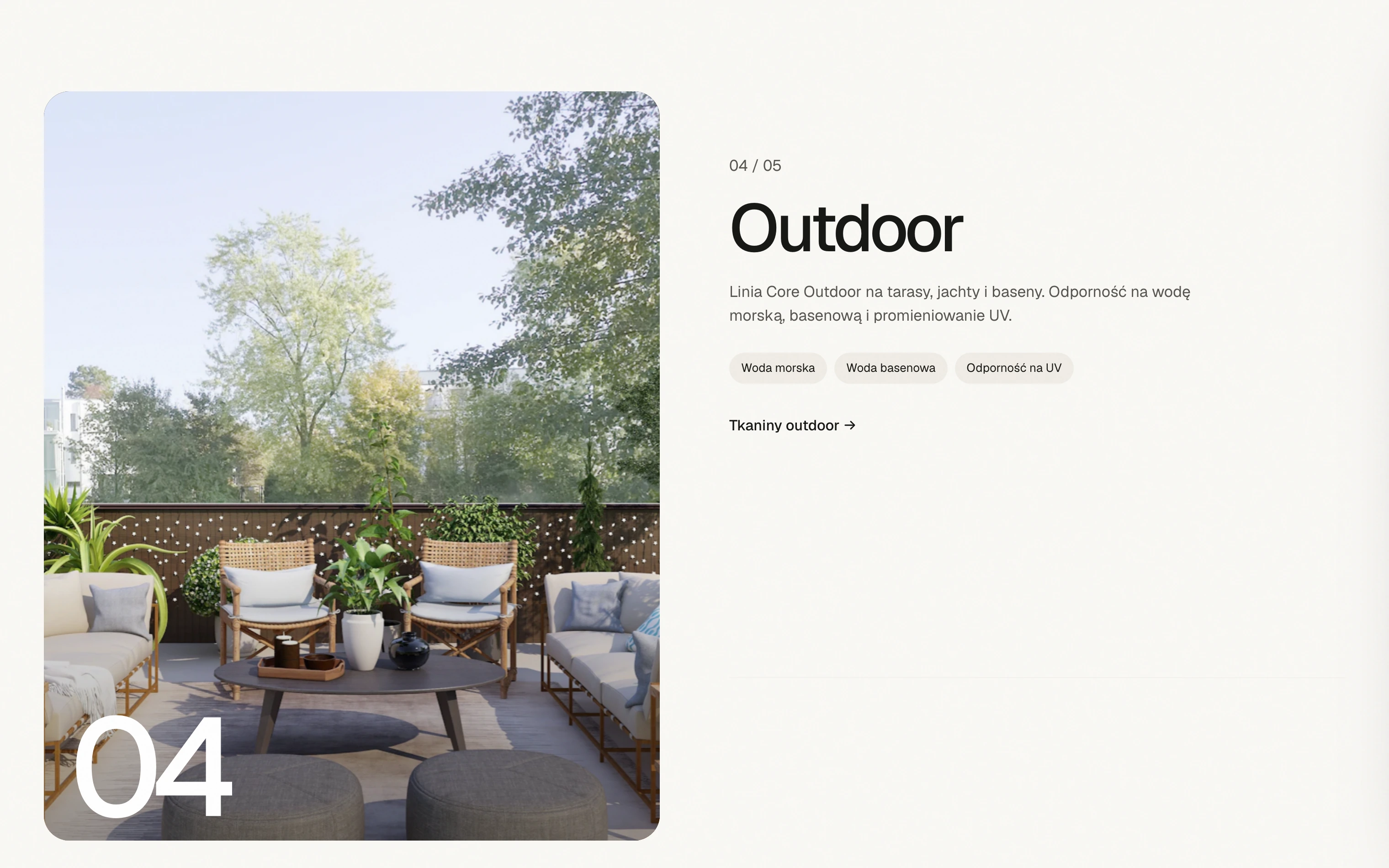 Karta zastosowania Outdoor — taras z meblami ogrodowymi