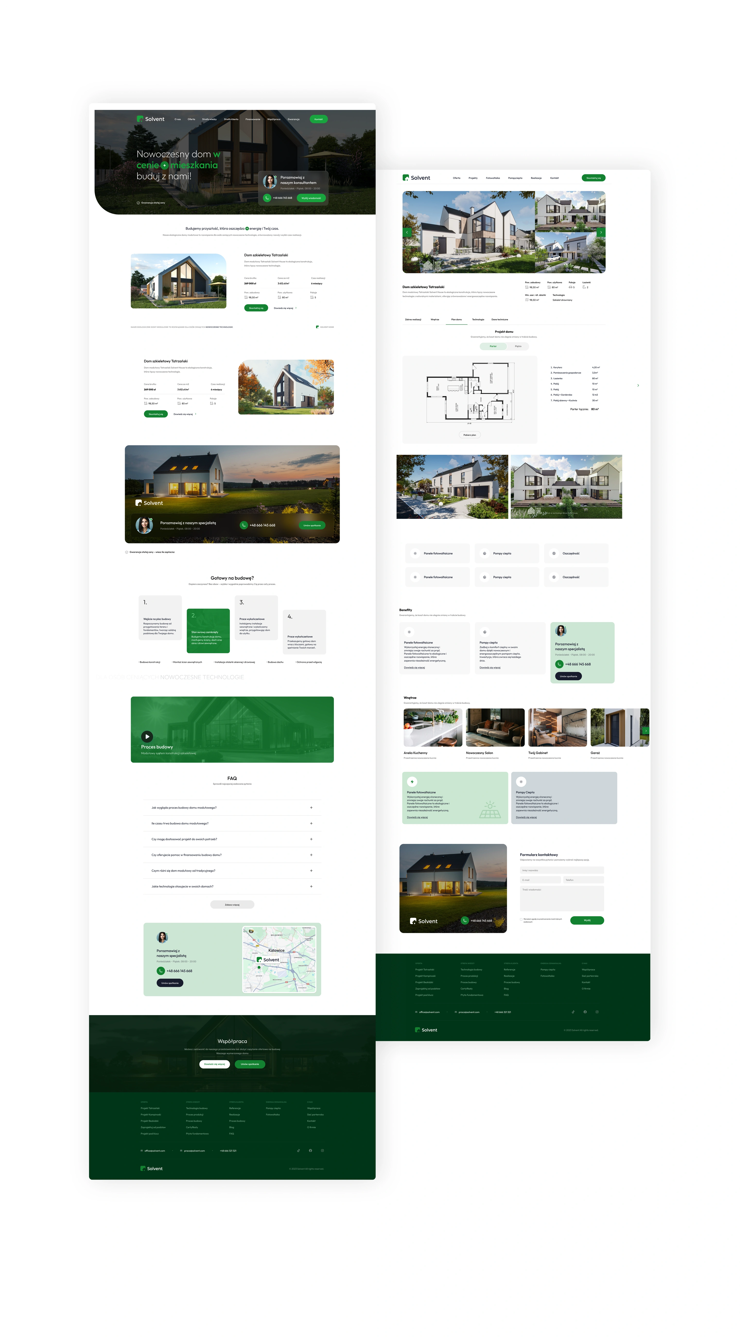 Full views of the homepage and a model card side by side